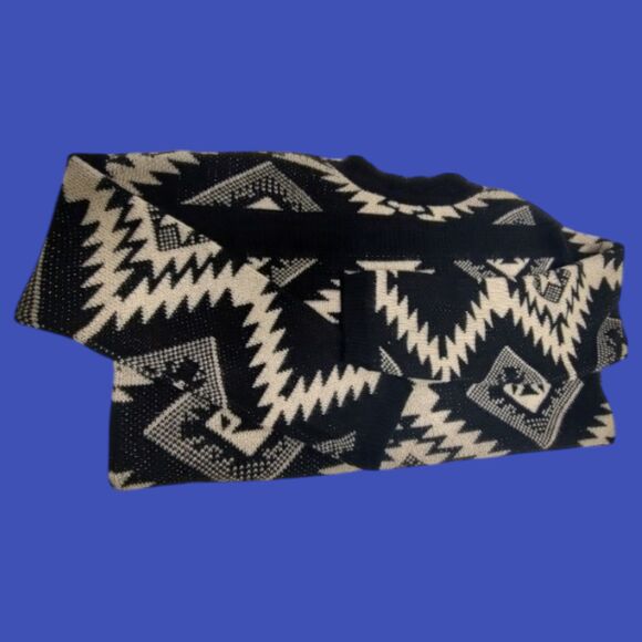 Retro Geometric Soft Tan & Black Sz MED Vintage Pullover Light Sweater The Rage - Picture 8 of 11